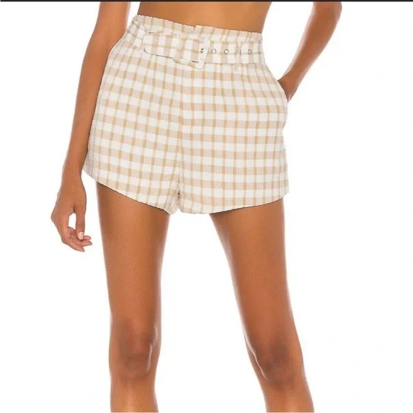 Camila Coelho Silvio Tan Check Shorts Size XS - Picture 6 of 16